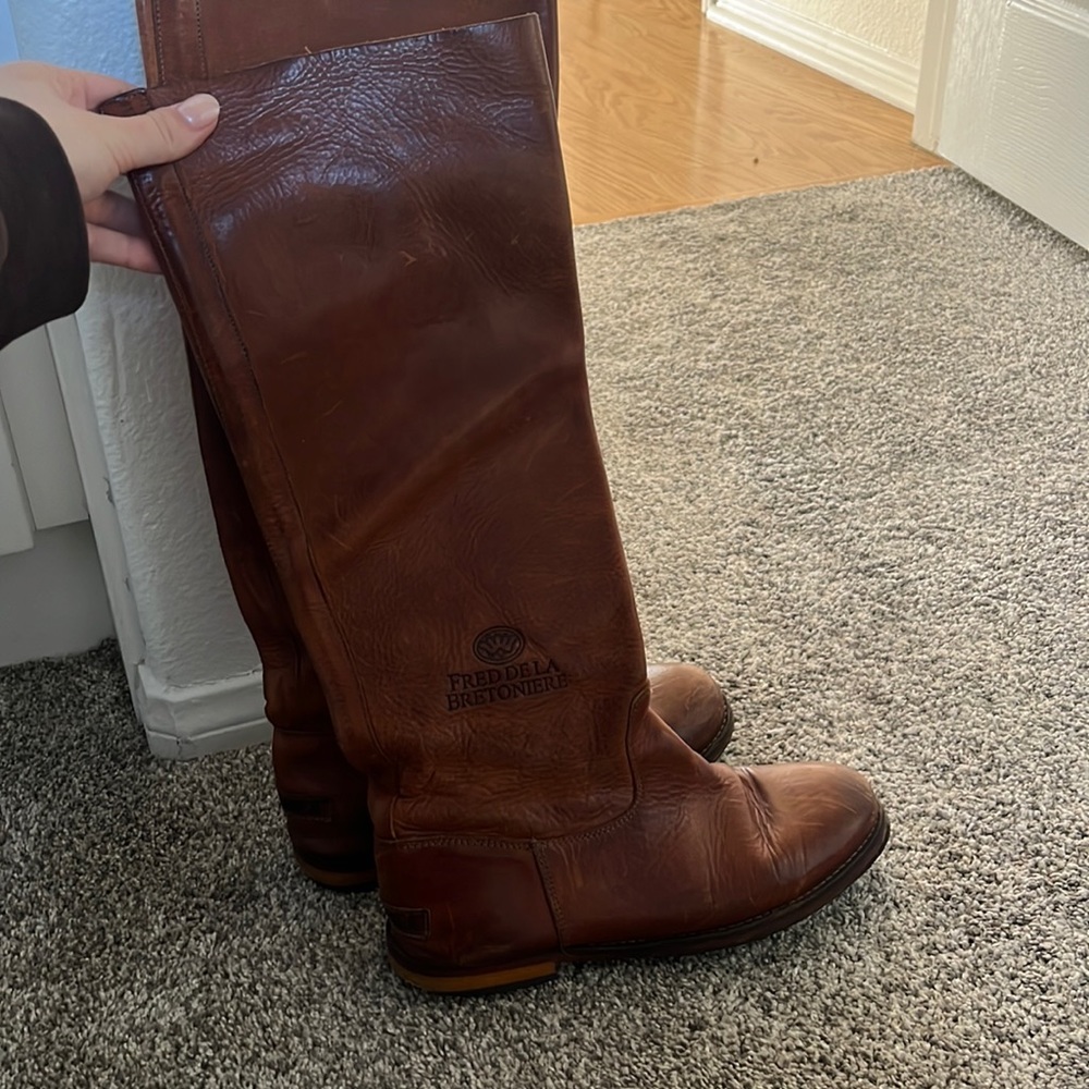 Fred De La Bretoniere Brown Leather Riding Boots